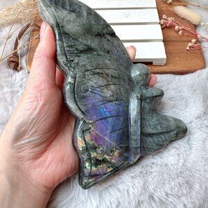 Gorgeous Large Purple Flash Labradorite Fairy Carving